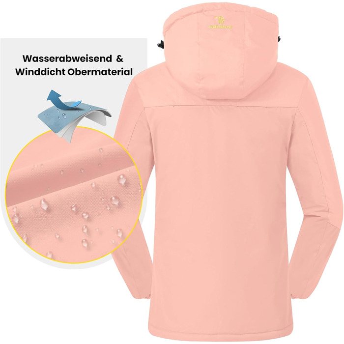 Жіноча флісова куртка, зимова куртка, водонепроникна, дихаюча, тепла, вітрозахисна софтшел куртка для активного відпочинку з капюшоном, рожевий колір