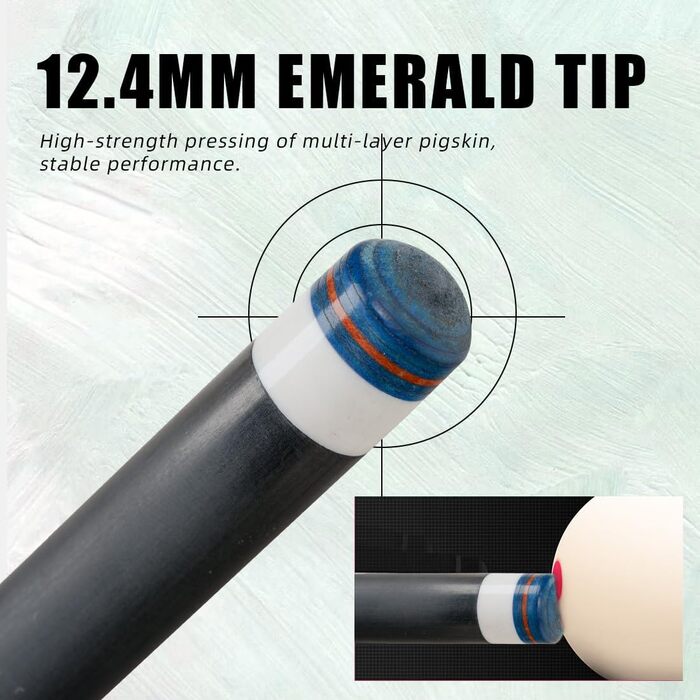 CRICAL Більярдний кий з карбону, 147.3 см, професійний, з'єднання 3/8 x 8, наконечник 12.5 мм, CL-01