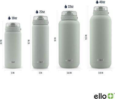 Термос Ello Cooper з нержавіючої сталі з трубочкою та ручкою, подвійні стінки, вакуумна ізоляція, герметична кришка з силіконовим носиком, багаторазова, BPA-free, для лимонаду