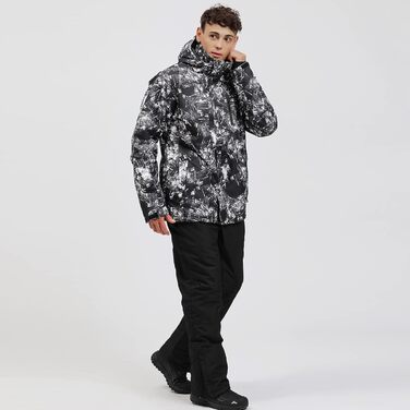 Чоловічий комплект гірськолижний: куртка та штани HOTIAN, комплект для сноуборду, чорний, XL, водонепроникний, вітронепроникний