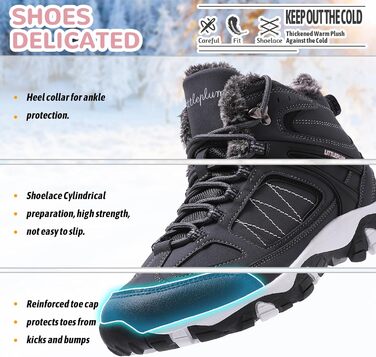 Зимові черевики ASHION для жінок: утеплені, водонепроникні, для ходьби та відпочинку на природі, розмір 36-42, колір: темно-синій