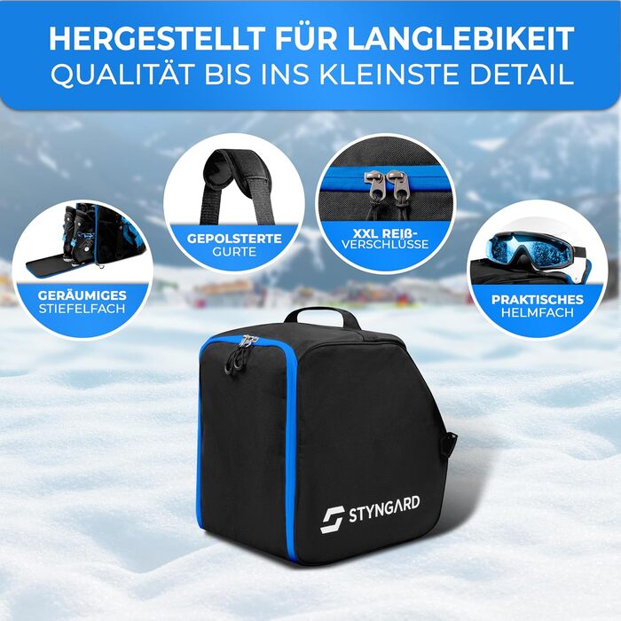 Чохол для лижних черевиків STYNGARD з відділенням для шолома [40 л] - чорно-білий/чорно-синій