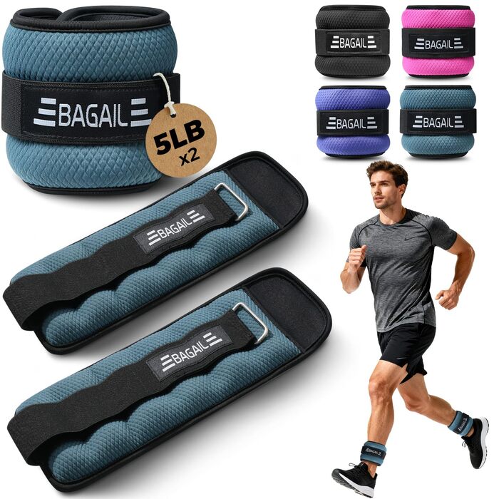 Утяжелители для рук и ног BAGAIL (2.27 кг/пара, синие) для фитнеса, ходьбы, бега и реабилитации