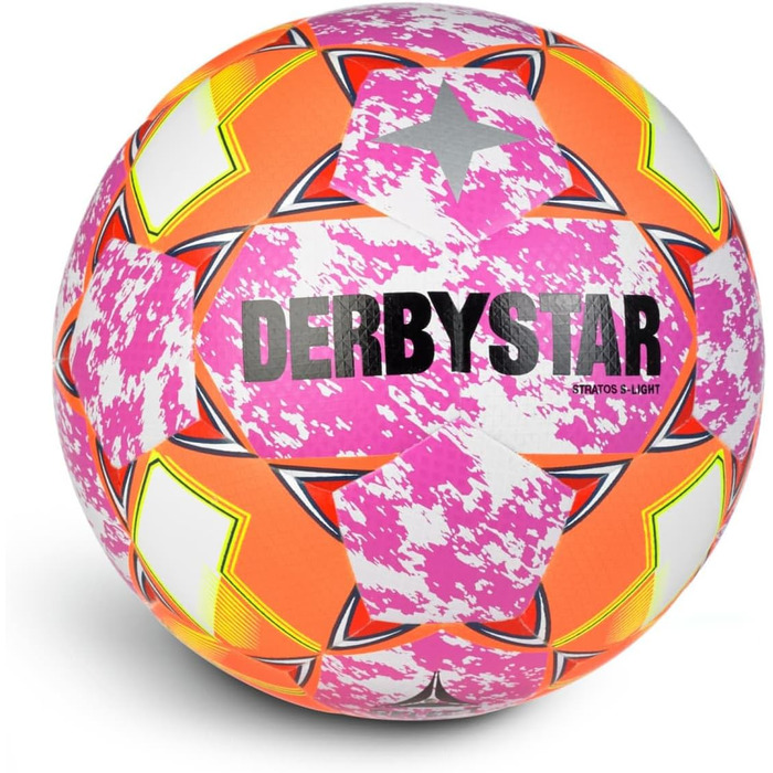Дитячий футбольний м'яч Derbystar Stratos S-Light v24, рожево-оранжево-білий, розмір 4