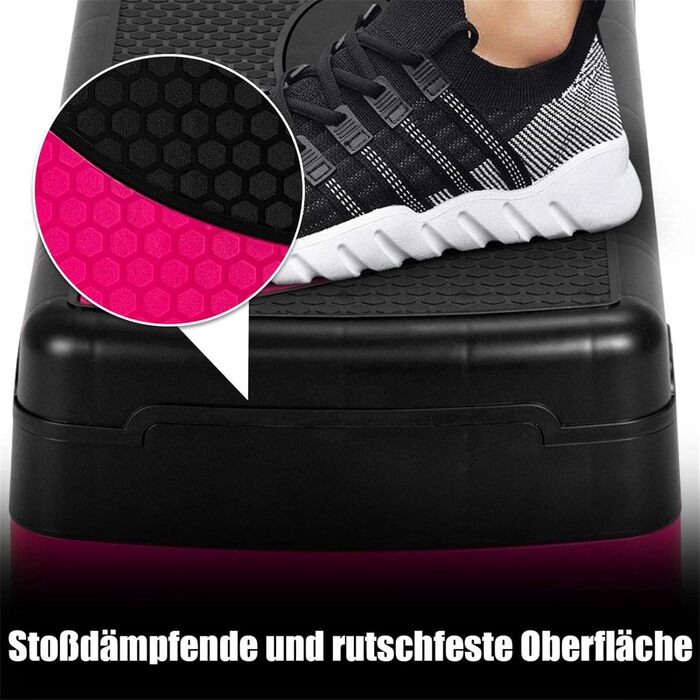 STEPPER COSTWAY: регульована платформа для степу, рожевий, до 250 кг