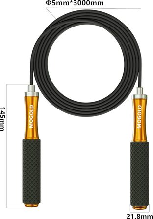 Стрибкове канат для чоловіків, жінок, дітей – з подвійним кульковим підшипником, 360-градусним обертанням, металевою ручкою, силіконовим покриттям, регульований, 3 м, для фітнесу, схуднення (срібний)