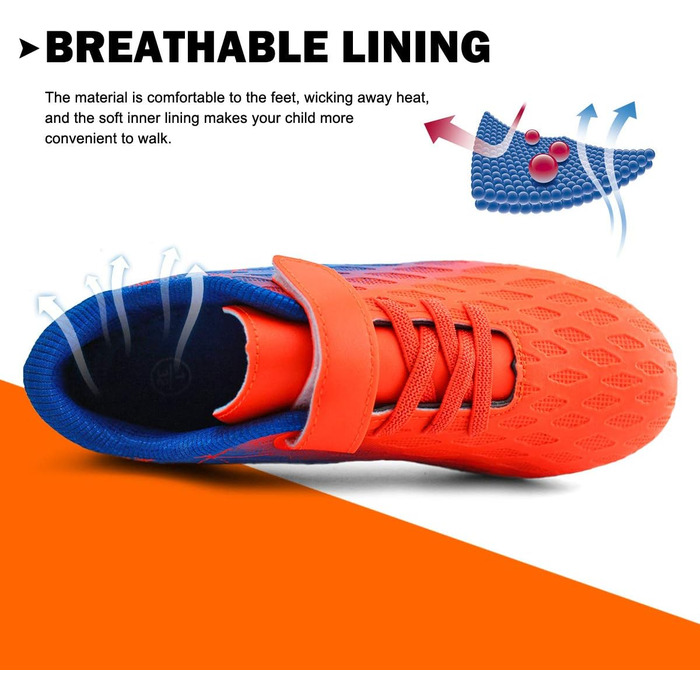 Дитячі футбольні бутси JABASIC Firm Ground для хлопчиків та дівчаток, 31 EU, помаранчеві