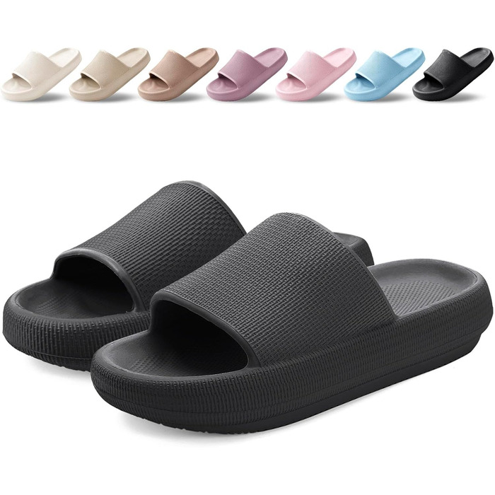 Чоловічі та жіночі шльопанці Cozislides Original - чорні, антиковзкі, для дому та вулиці (44/45 EU)