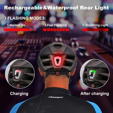 Велосипедний шолом Shinmax з LED-підсвіткою, USB-зарядка, знімне магнітне візор, легкий міський/MTB шолом для дорослих, регульований, дихаючий, 57-62 см, чорний титан