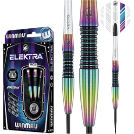 Дротики для дартсу WINMAU Elektra 90% вольфраму, Urban Grip, призматичні флайти, Vecta штифти, 22-26 г, торпедоподібний профіль
