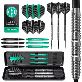 Дартси Harrows NX Elite 90% вольфрам, стальні наконечники, 21-26 г, комплект 17 в 1 з Supergrip, Quantum Flights і кейсом