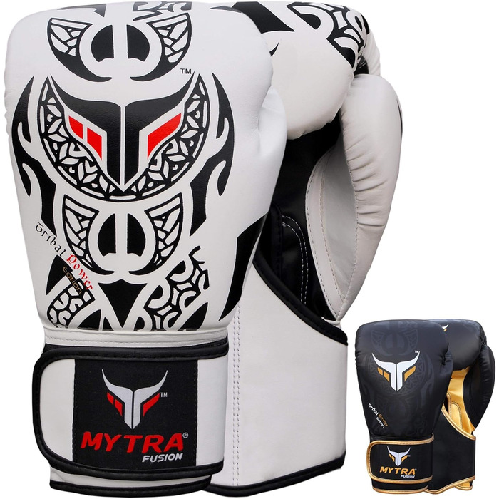 Боксерські рукавички Mytra Fusion 10oz-16oz для MMA, Муай Тай, кікбоксингу, тренувань та спарингів, чоловічі та жіночі, чорні/білі