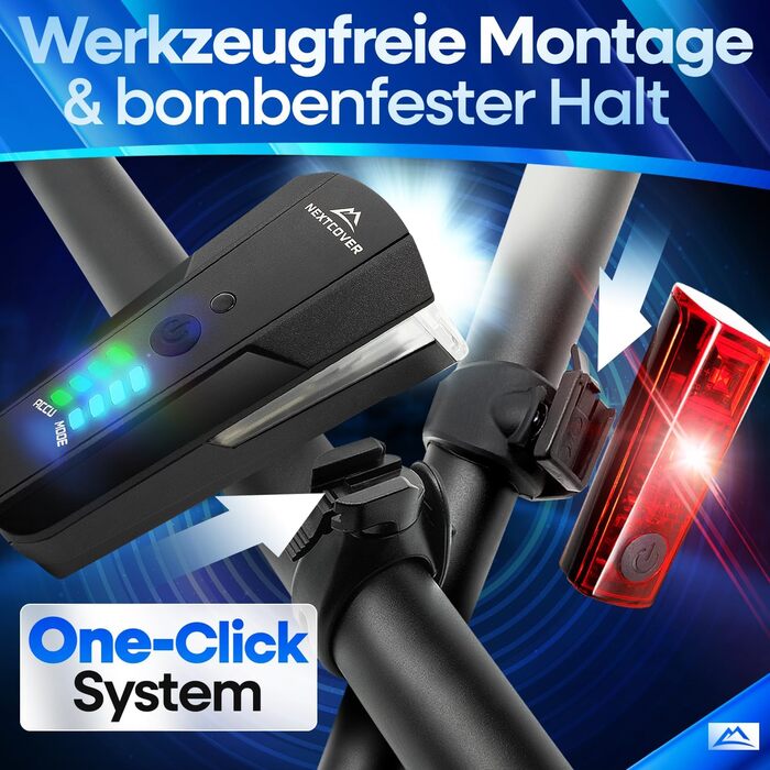 NEXTCOVER® Велосипедні ліхтарі: комплект з датчиком [LightSense], 11 годин роботи від акумулятора, USB-зарядка, водонепроникність, сертифіковано StVZO, LED-ліхтар спереду та задній, велосипедна підсвітка стандарт