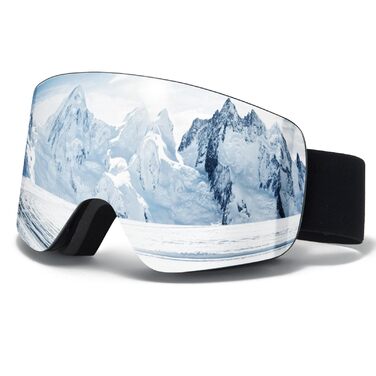 Скі-маска VCOROS OTG для унісекс, YH227 – сноуборд маска з антиковзним ремінцем, захистом від УФ та запобіганням запотіванню, регульовані скі-окуляри з покриттям REVO, скі-маски для катання на лижах 01-Срібло/Чорний (VLT13%)