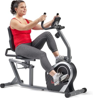 Магнітний велотренажер Sunny Health & Fitness SF-RB4616S для дому, 8 рівнів навантаження, LCD-монітор, вимірювання пульсу, до 136 кг