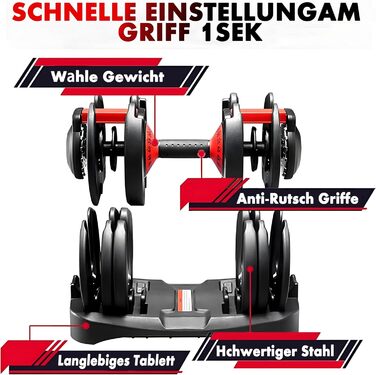 Регульовані гантелі 15 в 1: комплект 24-40 кг для силових та домашніх тренувань