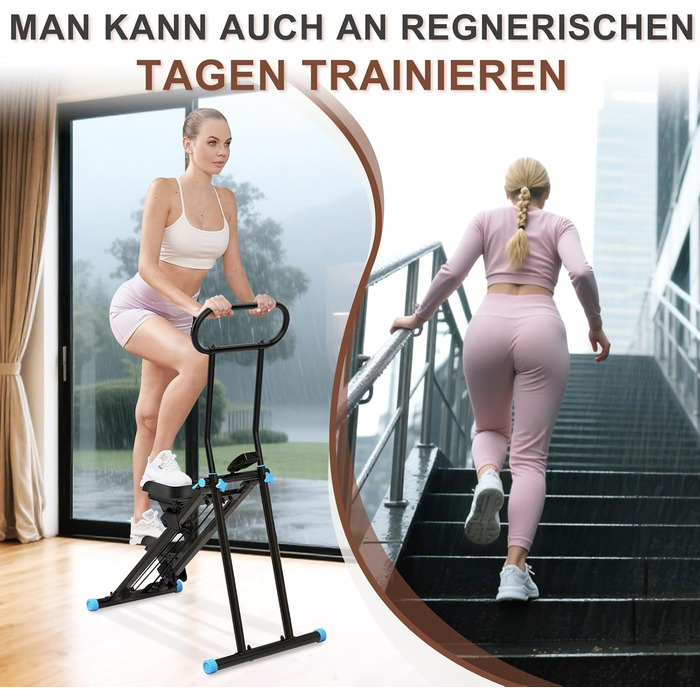 Вертикальний тренажер HXD-ERGO, крос-тренажер з LCD-дисплеєм, степер, складаний, для дому та фітнес-залу, регульовані ручки, чорно-синій