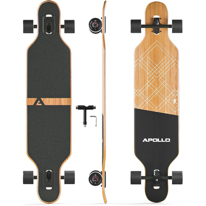 Лонгборд Apollo Bali Slide, бамбук і скловолокно, ABEC 9, Flex 2, для підлітків і дорослих, професійний круїзер