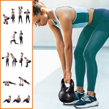 Kettlebell Yaheetech для кроссфіту та силових тренувань, 6-20 кг, з пластиковим покриттям