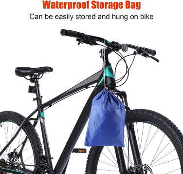 Водонепроникний чохол для велосипеда, преміум-якість 210D, захист від пилу, дощу, снігу, UV, з отворами для замка та сумкою, для всіх типів велосипедів, чорний+синій, для 1 велосипеда