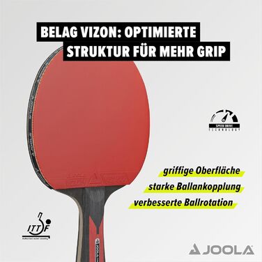JOOLA Набір для настільного тенісу Duo Carbon: 2 ракетки, 3 м'ячі, чохол, 6 предметів, червоний/чорний