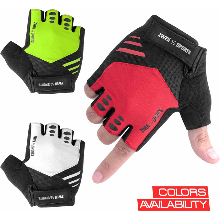 Чоловічі велосипедні рукавички напівпальці, дихаючі, для відпочинку та спорту, з гелевою підкладкою, антиковзаючі, для активного відпочинку та тренувань, зелені (XL, червоні)