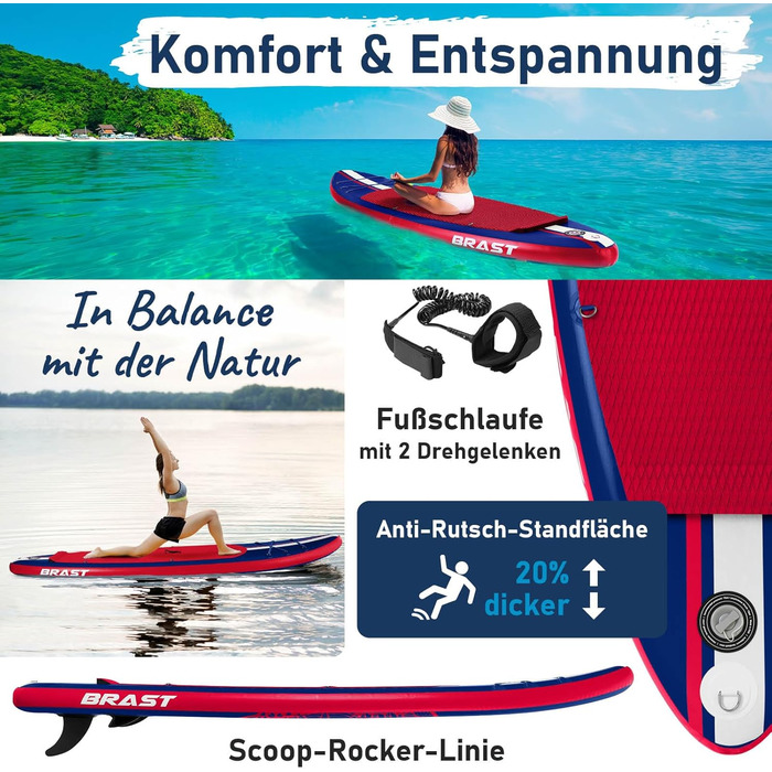 SUP Board BRAST Shark надувний, 320x81x15 см, комплект: весло, сидіння для каяка, тримач для камери, насос, рюкзак, блакитний