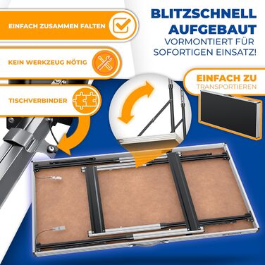 KESSER® Багатофункціональний стіл Profi 3-частини, 100x60 см, чорний. Стіл для обклеювання, ярмарку, кемпінгу, висота регулюється, вантажопідйомність 90 кг