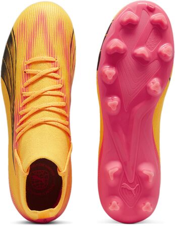 Дитячі футбольні бутси PUMA Ultra Pro FG/AG Jr для гри на траві та штучному покритті, 35 EU, Sun Stream (чорний, помаранчевий, рожевий)