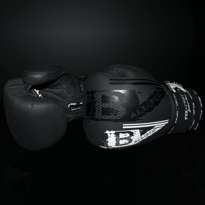 Боксерські рукавички FOX-FIGHT B7, професійні, преміум-якість, натуральна шкіра, 10 OZ, для боксу, муай-тай, кікбоксингу, ММА, тренувань з мішком, чорні