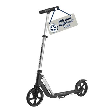 HUDORA BigWheel Pure Scooter: сталевий самокат з регулюванням висоти та складанням, до 100 кг, для підлітків та дорослих (чорний)