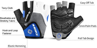 Велосипедні рукавички Inbike напівпальцеві гелеві дихаючі антиковзні амортизуючі для гірського велосипеда чоловічі жіночі літні для велоспорту MTB блакитні L