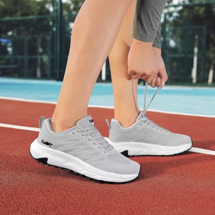 Кросівки для бігу широкі чоловічі/жіночі, зручні, дихаючі, спортивні, розмір 37-47 (41 EU, сірий)