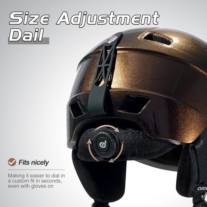 Шолом для сноуборду та гірських лиж Odoland з маскою, захист UV 400, L (59-63 см)