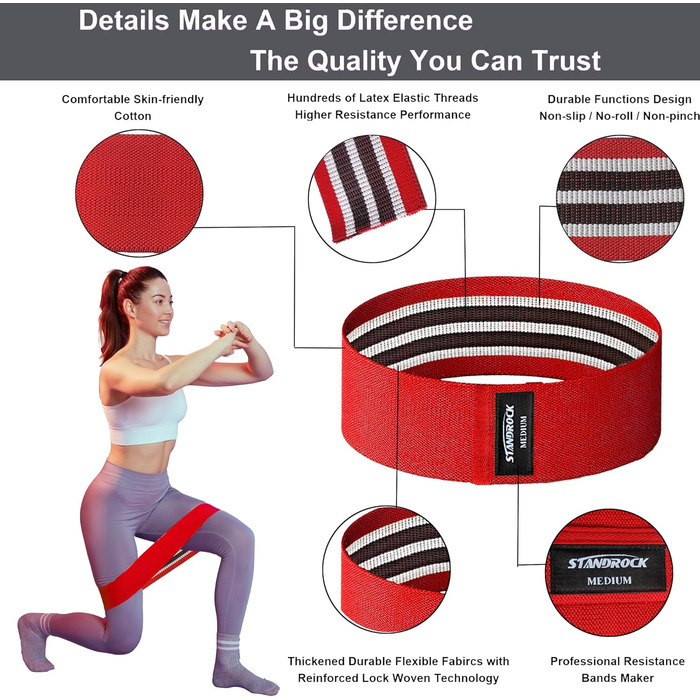 Набір еластичних стрічок для фітнесу, 6 шт. (3 короткі, 3 довгі) - для тренувань всього тіла, фітнес-стрічки Pink/Violett/Green (Green, Red, Blue, Black)