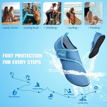 Чоботи для плавання WateLves: аквашузи, шкарпетки для води, пляжні та басейнові для чоловіків та жінок (44/45 EU, синій)