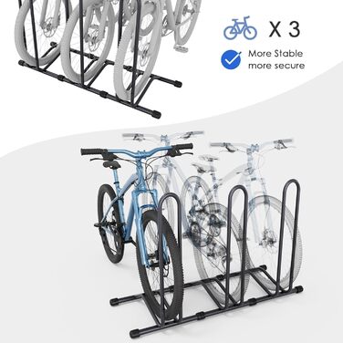 Підставка для велосипеда TLGREEN на підлогу, 3 шт. - для гірського, шосейного велосипеда, ширина шини до 80 мм, 20-28 дюймів, чорна