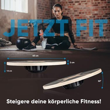 Балансувальна дошка SportyAnis Premium 40 см з дерева для фізіотерапії, тренування глибоких м'язів, з навчальною книгою та килимком