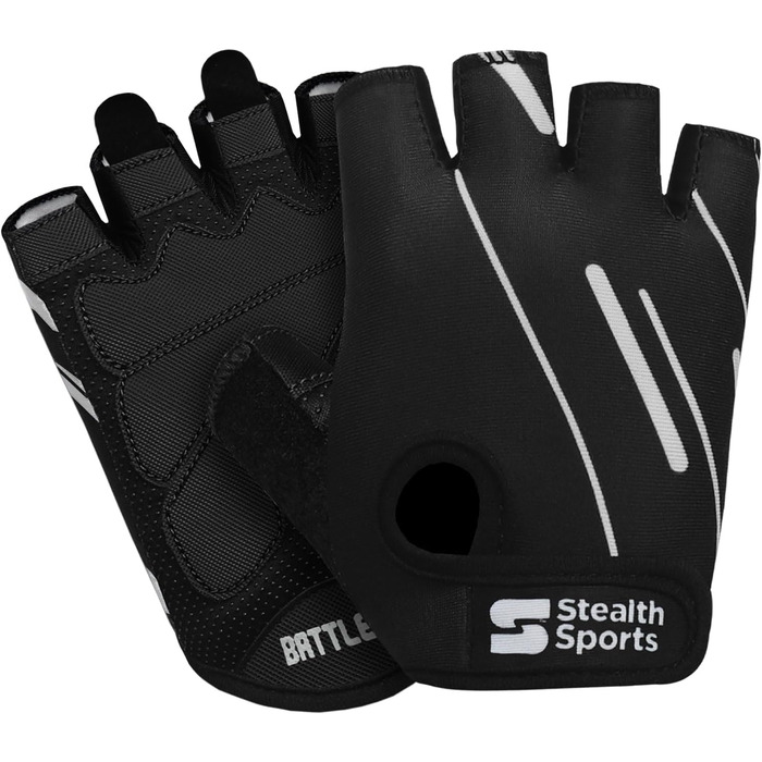 Рукавички для фітнесу Stealth Port, вага підйомника для жінок та чоловіків – дихаючі, неслизькі, з підкладкою для кросфіту, бодібілдингу, їзди на велосипеді, силових тренувань (M, Чорний)