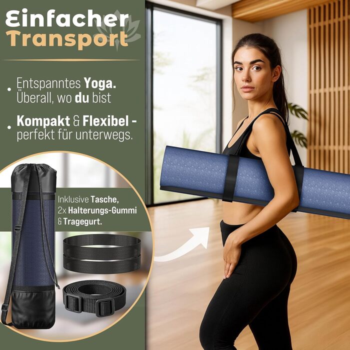 Йога мат RE:SPORT, 183x61x0.6 см, Navy-Blue/Black, без фталатів