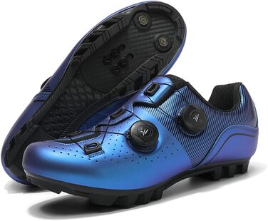 Велотуфлі SPD MTB для чоловіків та жінок. Раджосипальні туфлі для гірського велосипеда Adulta Unisex. Дихаючі велотуфлі для занять спортом в приміщенні та на вулиці (Блакитний, 40 EU)