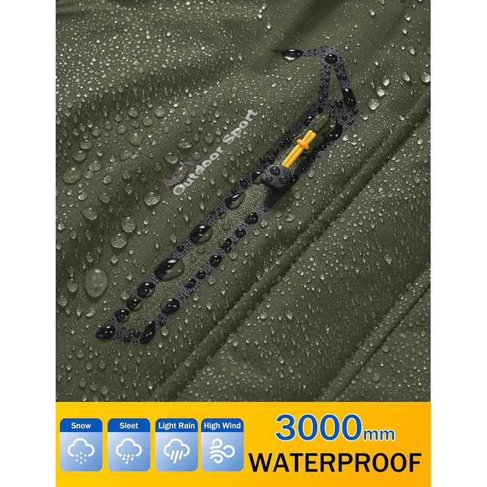 Зимова куртка MAGCOMSEN для чоловіків: тепла, водонепроникна, з капюшоном. Ідеальна для катання на сноуборді, активного відпочинку та роботи. Розмір XXL, колір хакі.