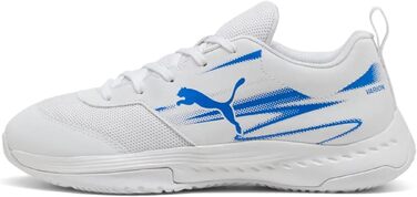 Дитячі унісекс кросівки PUMA Varion Li Jr для залу (Indoor Court Shoe), білі/блакитні, розмір 38 EU