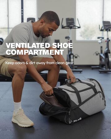 Спортивна сумка Tolaccea 47L з відділенням для взуття та мокрих речей - рюкзак, сумка для подорожей, фітнесу, тренувань (Сірий)