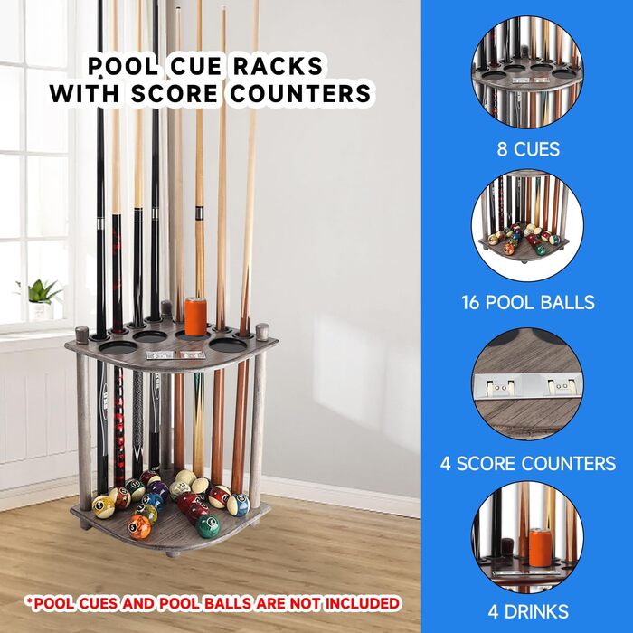 Стійка для більярдних київ GSE Games & Sports Expert Nur - 8 київ + аксесуари (сірий, щіткований)