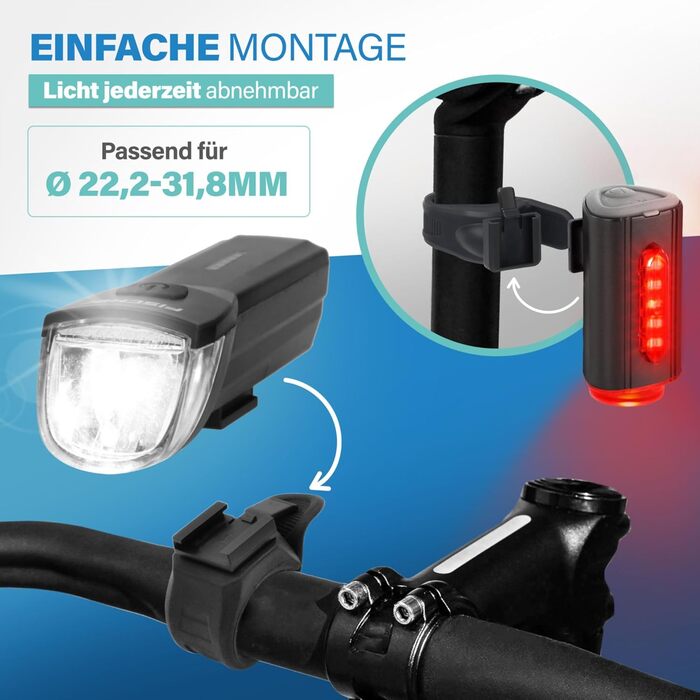 Фаришру LED акумуляторний задній ліхтар для велосипеда, велосипедна підсвітка, перезаряджається, захист IPX4, чорний, акумуляторний задній ліхтар TWIN (акумуляторний задній ліхтар TWIN 2.0)