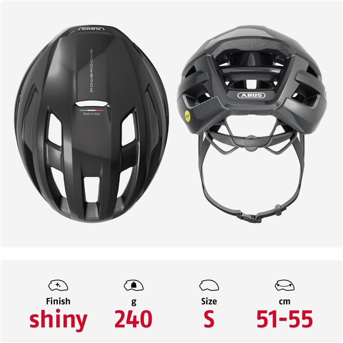 ABUS PowerDome MIPS шолом для велосипеда - легкий шолом з вентиляцією та захистом від ударів, Made in Italy, для жінок та чоловіків, білий (глянцевий білий)
