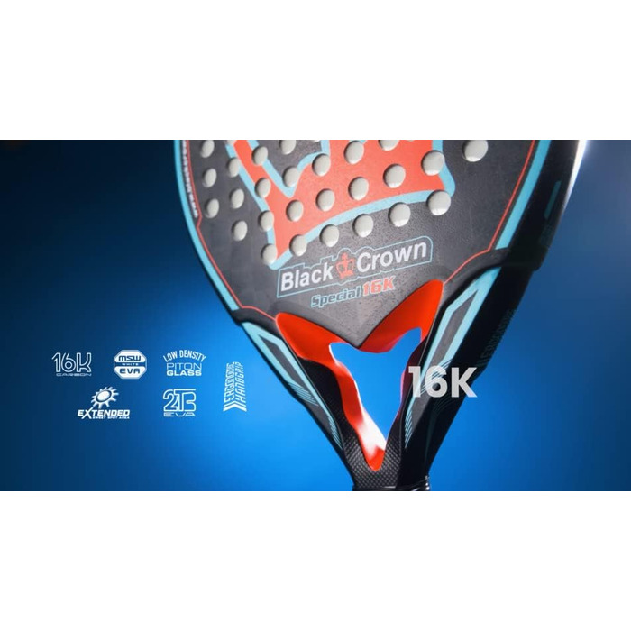 Падель ракетка Black Crown Special 16K, краплеподібна, рифлена поверхня, потужність, 355 г, рама 38 мм, 80% карбон, для просунутих