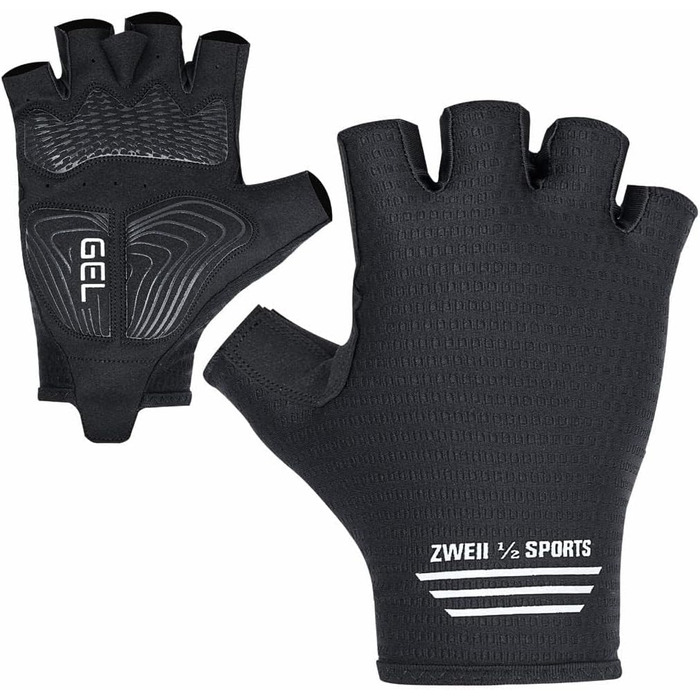 Велосипедні рукавички літні для чоловіків та жінок – дихаючі рукавички з гелевою подушечкою для MTB, шосе та трекінгу, чорно-білі (XXL)