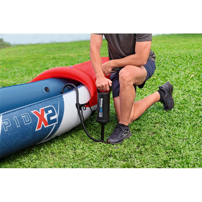 Каяк Hydro-Force Rapid X2 для двох осіб: надувний комплект з сидіннями, спинками, веслами, насосом та сумкою для перенесення